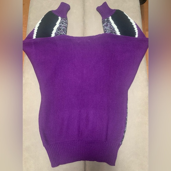 Vintage Maurada Women Purple Angora Wool Blend Knit Geo Leaf Sweater Size Medium - Picture 7 of 8